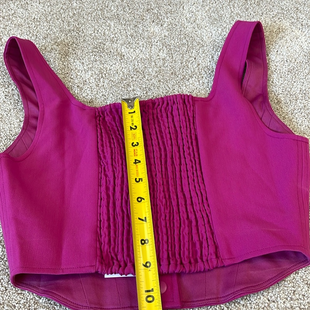 WAYF Cora Tailored Sleeveless Pink Square Neck Snap-Front Crop Top Sz S - Picture 7 of 9